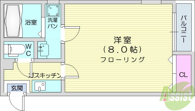 フルハウス(1K/1階)の間取り写真