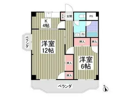 グランドハイツ(2K/5階)の間取り写真