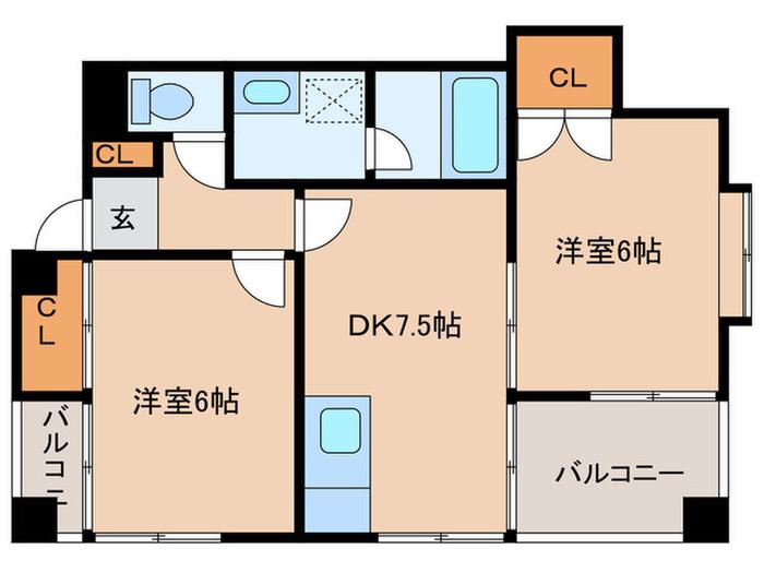 福永マンション(2DK/1階)の間取り写真