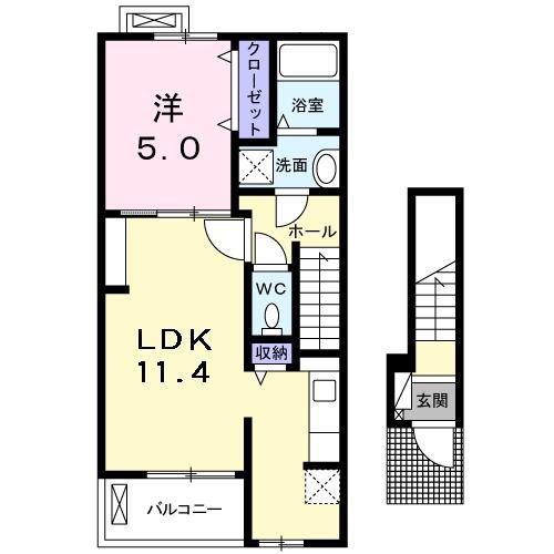 セレノ 福満(1LDK/2階)の間取り写真