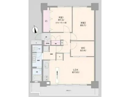 高島平第三2号棟 2(2LDK/7階)の間取り写真