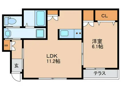 ときわ台レジデンス(1LDK/1階)の間取り写真