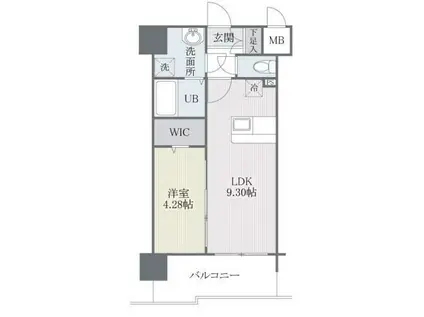 モダンパラッツォ博多RIVAII(1LDK/4階)の間取り写真