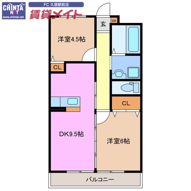 ユーアンドミー(2LDK/1階)の間取り写真