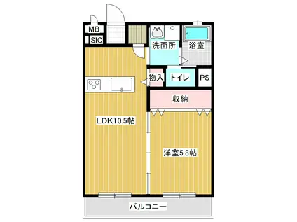 セレブレイト・イースト(1LDK/3階)の間取り写真