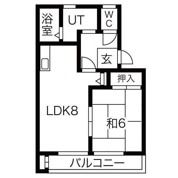 アムールハイツ(1LDK/2階)の間取り写真