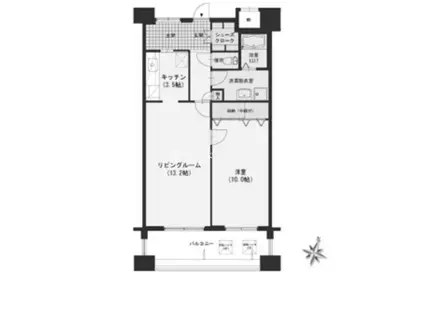 クラシオン草香江1棟(1SLDK/9階)の間取り写真