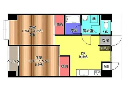カーサモリヤ要町(2DK/2階)の間取り写真