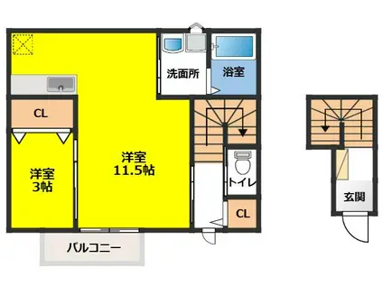 リエット(1LDK/2階)の間取り写真