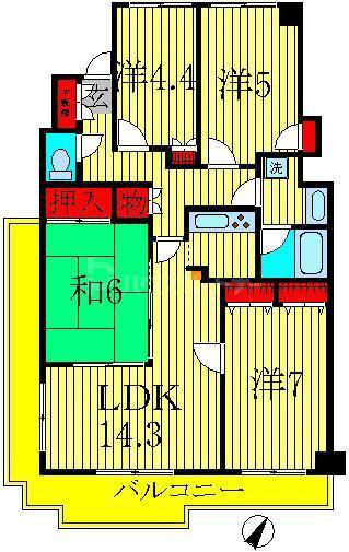 コスモ南柏(4LDK/2階)の間取り写真