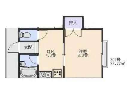 ポロハイツ(1DK/2階)の間取り写真