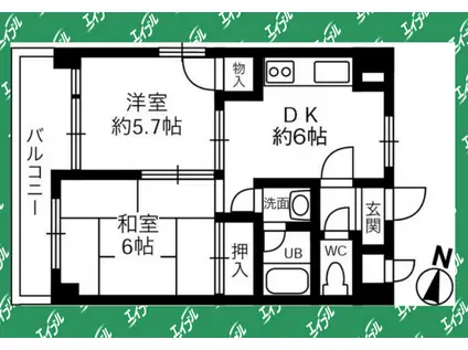 プティコスモ(2DK/3階)の間取り写真