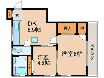 山根コーポ(2DK/1階)の間取り写真