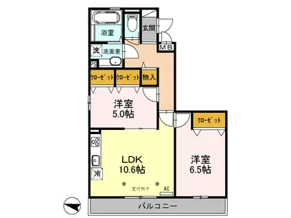 ROCK VILLAGE(2LDK/2階)の間取り写真