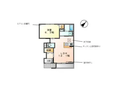 トゥルーハート(1LDK/1階)の間取り写真