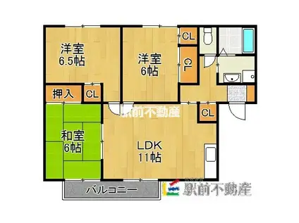 シンセリティB(3LDK/2階)の間取り写真