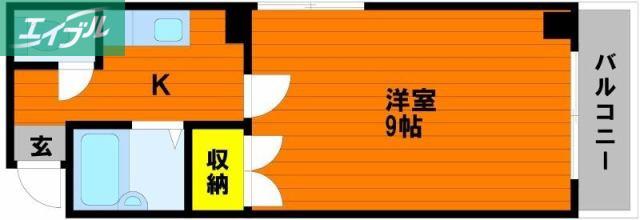 ビッグバーンズマンション清輝橋(1K/2階)の間取り写真