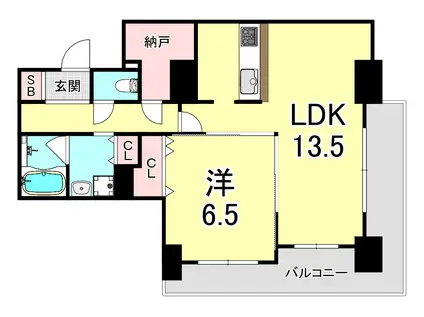 カナ―レ桜町(1LDK/5階)の間取り写真