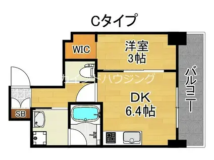 エセリアル清水丘(1DK/9階)の間取り写真