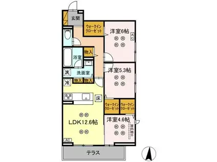 ローテ ベルク(3LDK/1階)の間取り写真