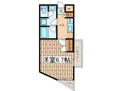 UNA TERZA CASA(1K/3階)の間取り写真