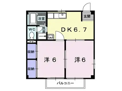 エクセレントわらび(2DK/2階)の間取り写真