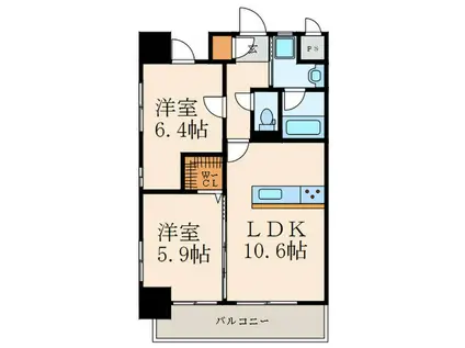 ザ・旦過(2LDK/8階)の間取り写真