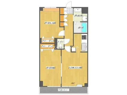 グロリア参番館(2LDK/7階)の間取り写真