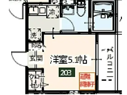 MELDIA蒲田(1K/2階)の間取り写真