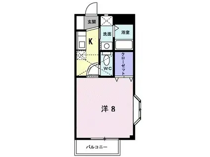 ソレイユ開成B(1K/1階)の間取り写真