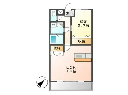 グランチェスタII(1LDK/1階)の間取り写真