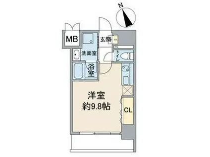 スカイコート松原(1K/8階)の間取り写真