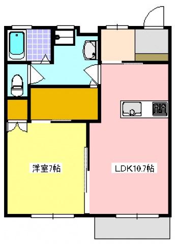 メゾン大栄A(1LDK/2階)の間取り写真