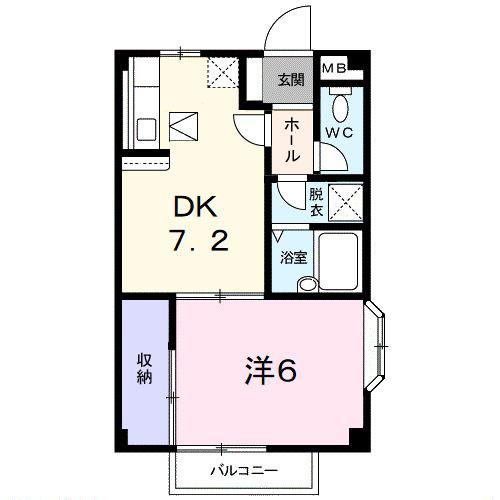 セントラルシティII(1DK/1階)の間取り写真