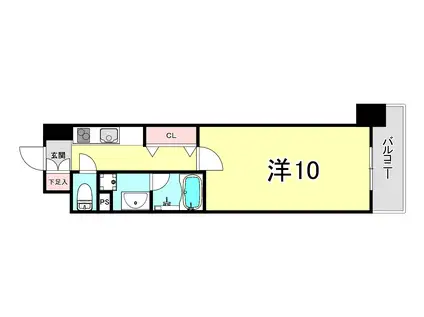 コンフォリア西宮(1K/7階)の間取り写真