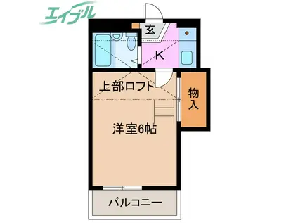 北浜町アパート(1K/1階)の間取り写真