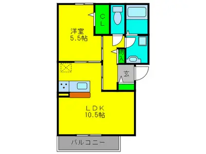 カーサポポラーレ(1LDK/1階)の間取り写真