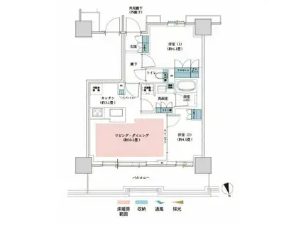 BRILLIA TOWER 聖蹟桜ヶ丘 BLOOMING(2LDK/24階)の間取り写真