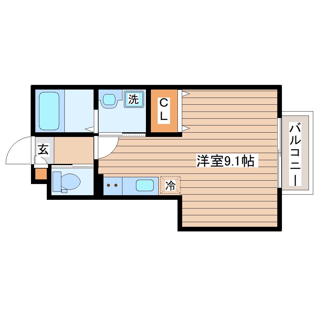 根岸A棟(ワンルーム/1階)の間取り写真