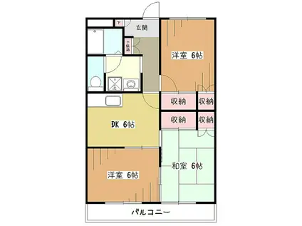 コンフォート22(3DK/3階)の間取り写真