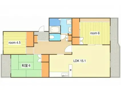 ECLARGE B棟(3LDK/3階)の間取り写真