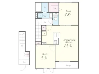 ガレリア上鷺(2LDK/2階)の間取り写真