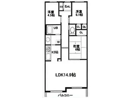 ハイラーク戸田公園(3LDK/7階)の間取り写真
