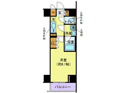 ディアレイシャス港区海岸(1K/6階)の間取り写真