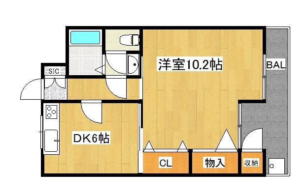 ロイヤルコーポ吉田(1LDK/3階)の間取り写真