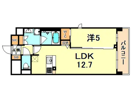 パスレージュ(1LDK/5階)の間取り写真