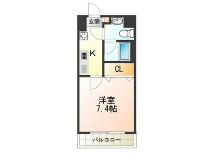 リアーレ北田辺(1K/6階)の間取り写真