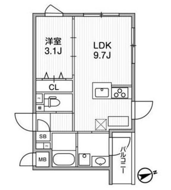 GRANDUO柿の木坂2(1LDK/3階)の間取り写真
