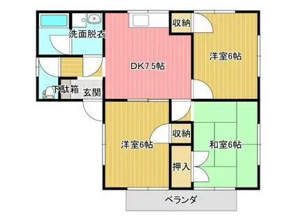 幸昭ハイツC棟 1374(3DK/1階)の間取り写真
