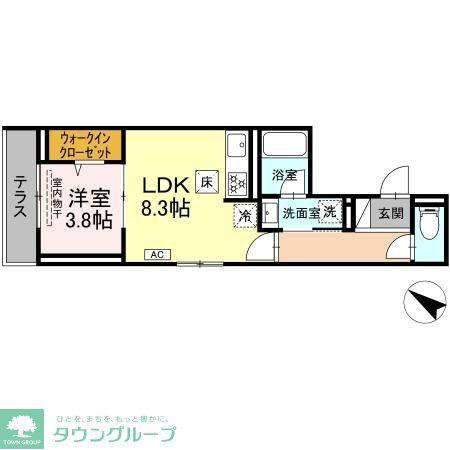 D PAINA 生麦(1LDK/1階)の間取り写真